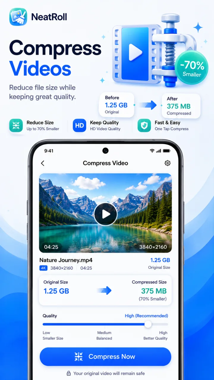Compress selected videos with NeatRoll